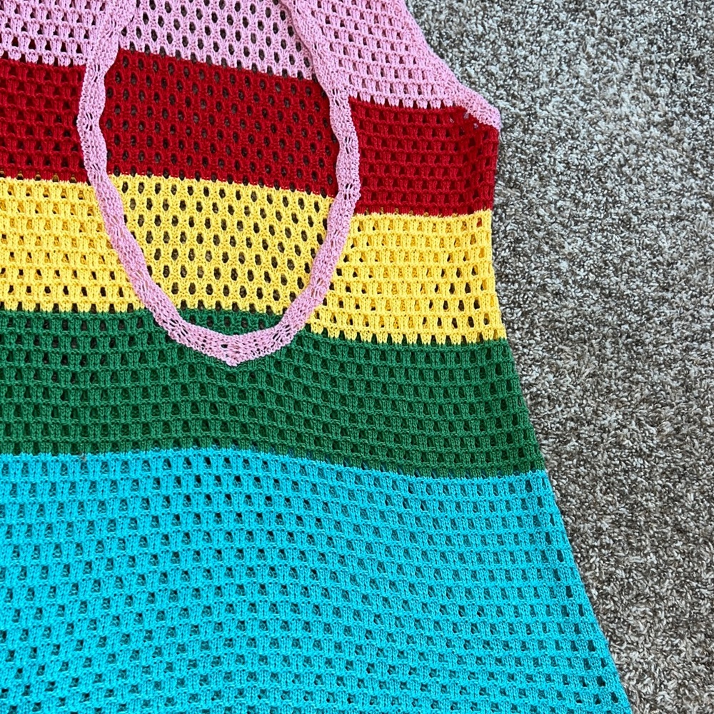 Multicolor Striped Crochet Swim Cover-Up - Picture 5 of 7